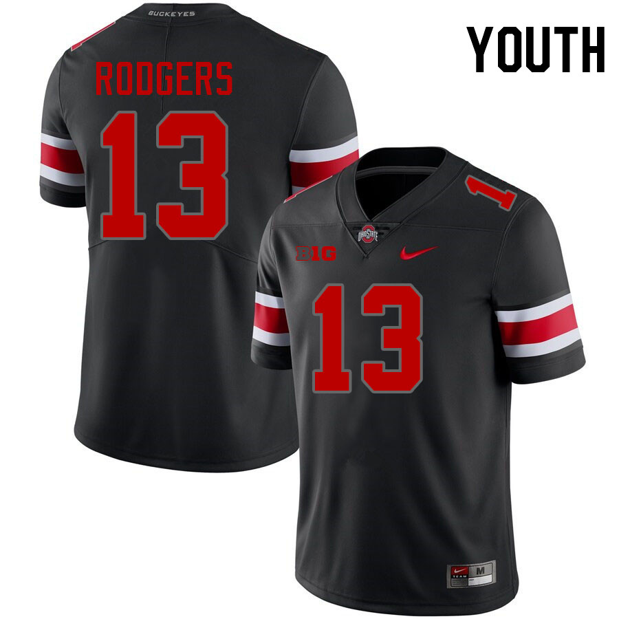 Ohio State Buckeyes Bryson Rodgers Youth #13 Authentic Blackout College Football Jersey 2404QJMD7